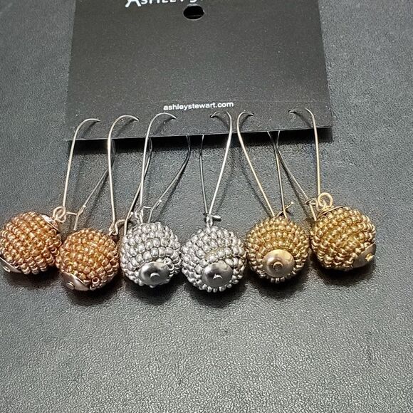 Ashley Stewart set of 3 beaded earrings - Picture 2 of 8